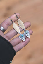Load image into Gallery viewer, Sonoran Turquoise mixed metal earrings