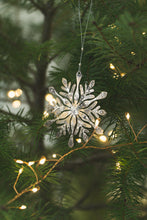 Load image into Gallery viewer, Rustic Brass + Sterling Silver Snowflake Wall or Window Ornament