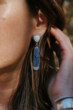 Load image into Gallery viewer, Lemon Chrysoprase + Lapis Stud Earrings