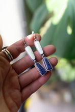 Load image into Gallery viewer, Lemon Chrysoprase + Lapis and Sterling Silver Earrings | Pair 2