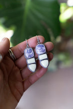 Load image into Gallery viewer, Lemon Chrysoprase + Tiffany Three Stone Earrings