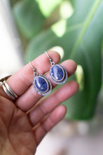 Load image into Gallery viewer, Lapis + Sterling Silver Texture Earrings