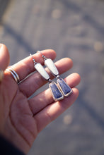 Load image into Gallery viewer, Lemon Chrysoprase + Lapis and Sterling Silver Earrings | Pair 2