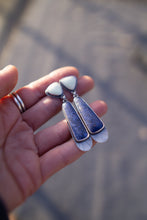 Load image into Gallery viewer, Lemon Chrysoprase + Lapis Stud Earrings