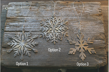 Load image into Gallery viewer, Rustic Brass + Sterling Silver Snowflake Wall or Window Ornament