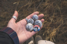 Load image into Gallery viewer, Mountain Side Button Pin | Sterling Silver + Brass