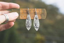 Load image into Gallery viewer, Coyotes in the Forest Earrings | Pair #1 | Sterling Silver + Brass