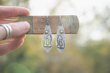 Load image into Gallery viewer, Coyotes in the Forest Earrings | Pair #1 | Sterling Silver + Brass