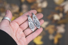 Load image into Gallery viewer, Coyotes in the Forest Earrings | Pair #1 | Sterling Silver + Brass