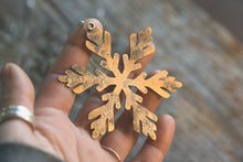 Load image into Gallery viewer, Rustic Brass + Sterling Silver Snowflake Wall or Window Ornament