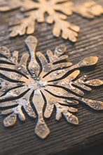 Load image into Gallery viewer, Rustic Brass + Sterling Silver Snowflake Wall or Window Ornament