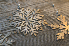 Load image into Gallery viewer, Rustic Brass + Sterling Silver Snowflake Wall or Window Ornament