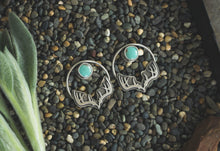 Load image into Gallery viewer, Antler Earrings with Kingman Turquoise
