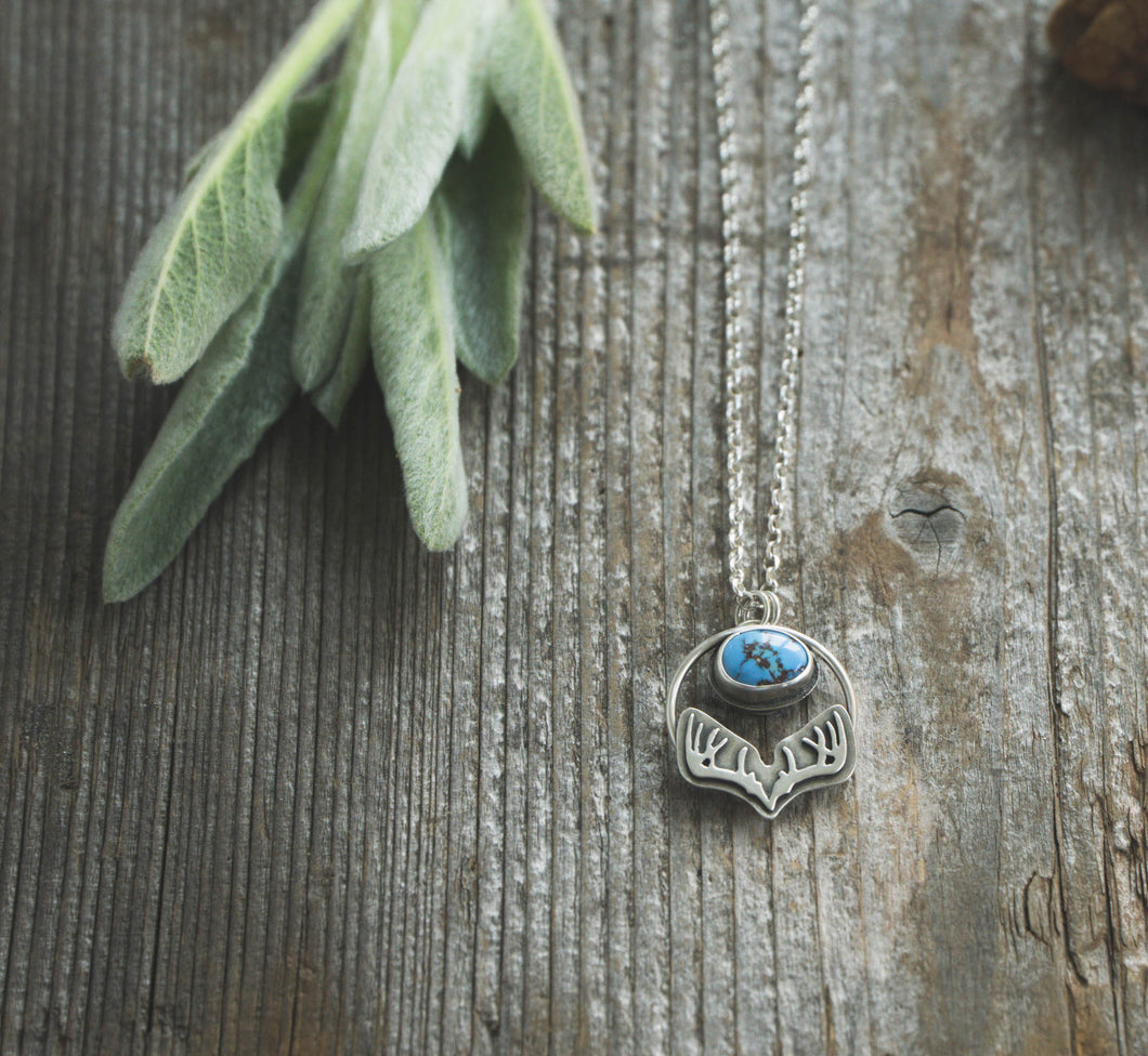 Antler Pendant with Golden Hills Turquoise