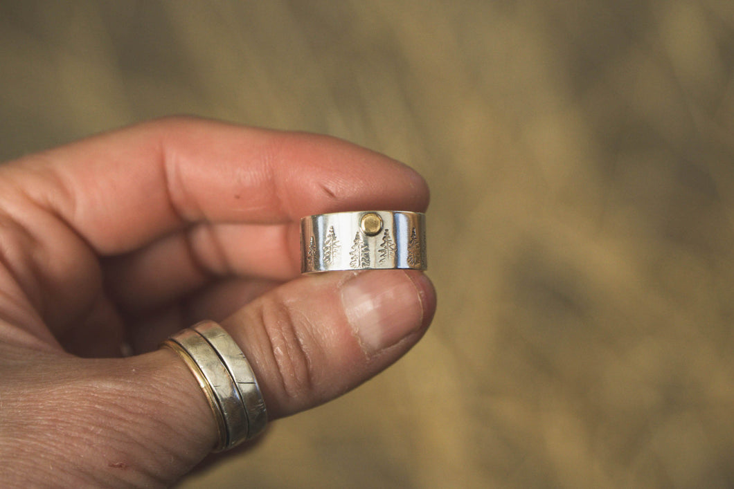Full Moon Forest Ring in Sterling Silver and Brass