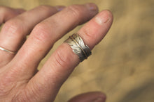 Load image into Gallery viewer, Sterling Silver + 14K Gold Feather Rings
