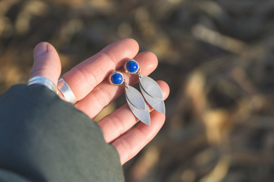 Lapis + Sterling Silver Fringe Earrings