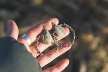 Load image into Gallery viewer, Turquoise barbed wire hoop earrings
