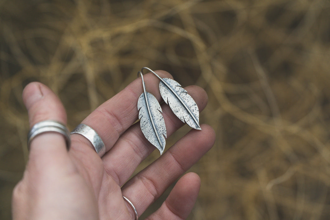 Sterling Silver Feather Earrings