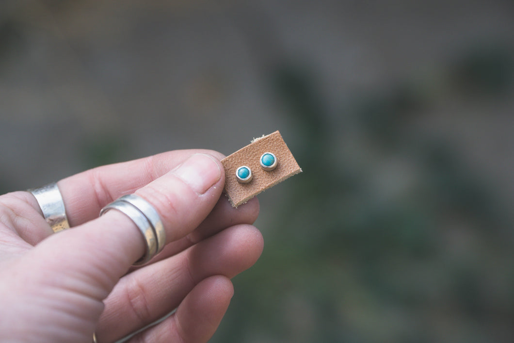 Tiny Turquoise Stud Earrings