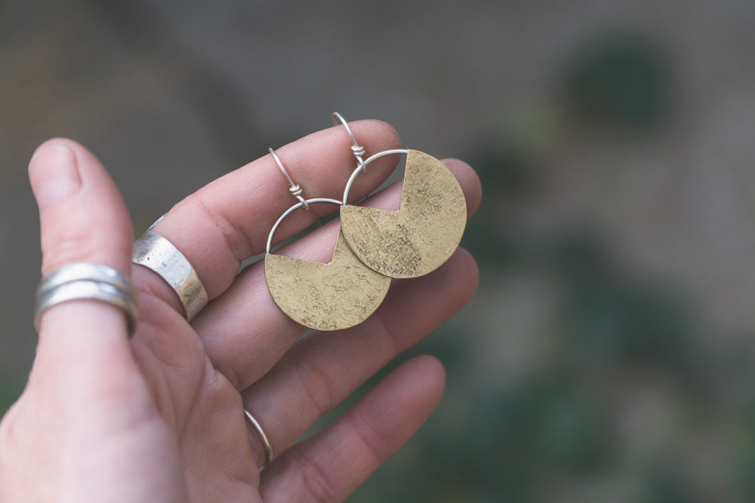 Traveler Earrings in Brass or Copper