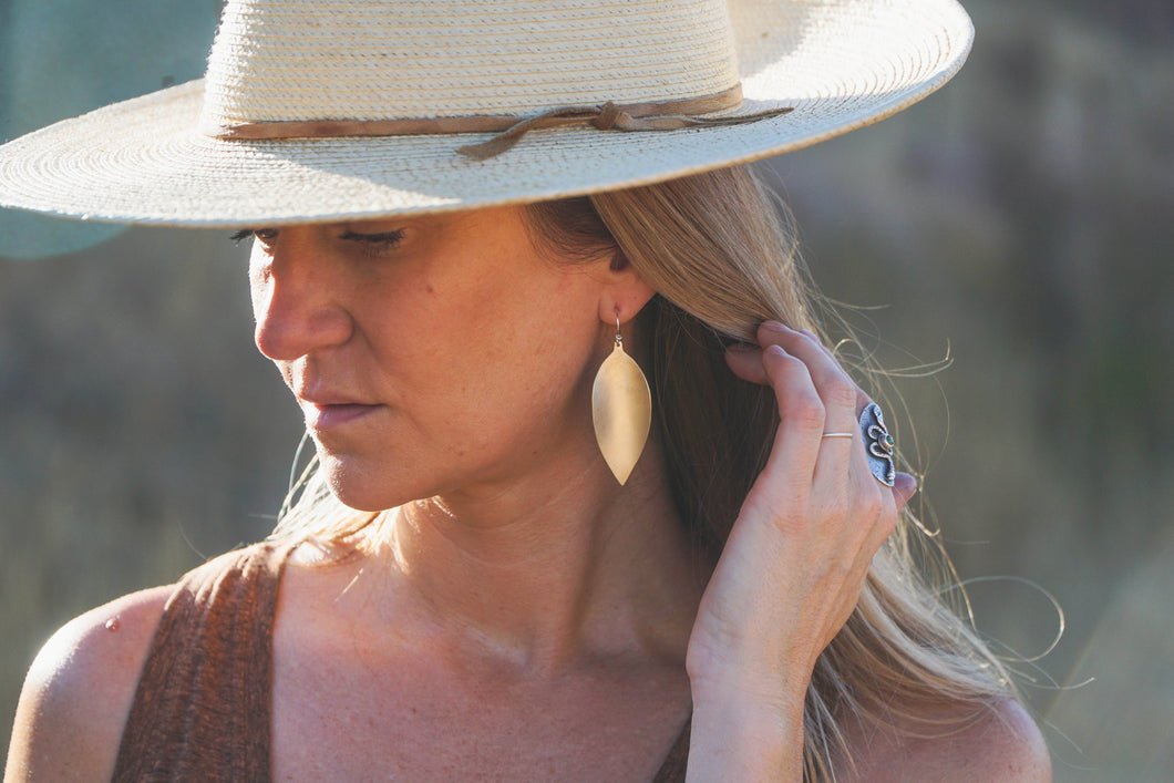 Brass Leaf Earrings | Solid Style