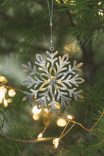 Load image into Gallery viewer, Rustic Brass + Sterling Silver Snowflake Wall or Window Ornament
