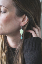 Load image into Gallery viewer, Lemon Chrysoprase + Turquoise Earrings
