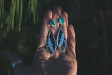 Load image into Gallery viewer, Reversible Hawk Earrings #1 | Turquoise + Montana Agate + Sterling Silver
