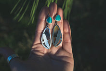 Load image into Gallery viewer, Reversible Hawk Earrings #2 | Turquoise + Montana Agate + Sterling Silver
