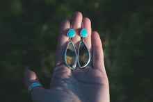 Load image into Gallery viewer, Reversible Hawk Earrings #2 | Turquoise + Montana Agate + Sterling Silver
