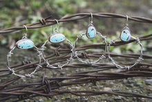 Load image into Gallery viewer, Barbed Wire Earrings #1 | Kingman Turquoise + Sterling Silver
