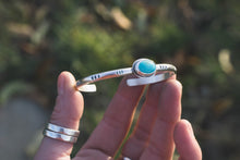 Load image into Gallery viewer, Stamped Turquoise + Sterling Silver Cuff #1
