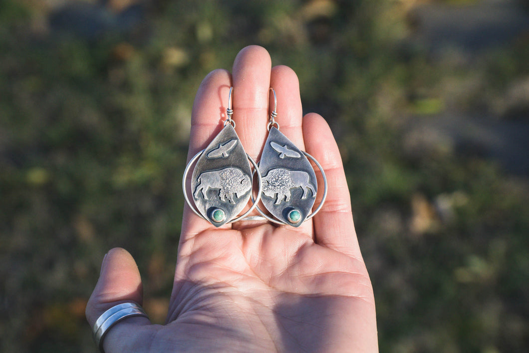 American Bison Earrings | Turquoise + Sterling Silver
