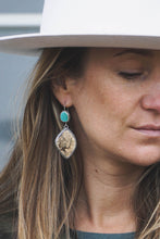Load image into Gallery viewer, Reversible Bison Skull Earrings | Turquoise + Jasper + Sterling Silver
