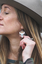 Load image into Gallery viewer, Bison Skull Earrings | Sonoran Gold Turquoise + Sterling Silver + Brass

