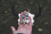 Load image into Gallery viewer, Reversible Bison Skull Earrings | Turquoise + Jasper + Sterling Silver

