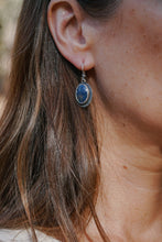 Load image into Gallery viewer, Lapis + Sterling Silver Texture Earrings
