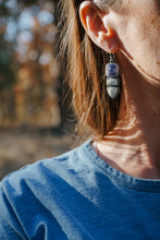 Load image into Gallery viewer, Lemon Chrysoprase + Tiffany Three Stone Earrings
