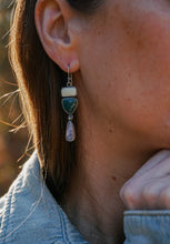 Load image into Gallery viewer, Lemon Chrysoprase + Skaggs Jasper + Tiffany Stone Earrings
