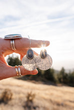 Load image into Gallery viewer, Lapis + Sterling Silver Traveler Earrings
