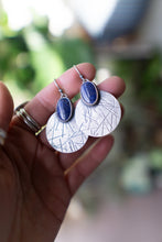 Load image into Gallery viewer, Lapis + Sterling Silver Traveler Earrings
