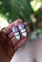Load image into Gallery viewer, Lemon Chrysoprase + Tiffany Three Stone Earrings
