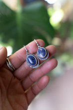 Load image into Gallery viewer, Lapis + Sterling Silver Texture Earrings
