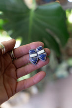 Load image into Gallery viewer, Lemon Chrysoprase and Lapis Mixed Stud Earrings
