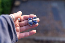 Load image into Gallery viewer, Lemon Chrysoprase and Lapis Mixed Stud Earrings
