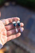 Load image into Gallery viewer, Lemon Chrysoprase + Skaggs Jasper + Tiffany Stone Earrings
