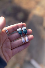 Load image into Gallery viewer, Lemon Chrysoprase + Skaggs Jasper + Tiffany Stone Earrings
