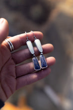 Load image into Gallery viewer, Lemon Chrysoprase + Lapis and Sterling Silver Earrings | Pair 2
