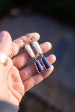 Load image into Gallery viewer, Lemon Chrysoprase + Lapis and Sterling Silver Earrings | Pair 2
